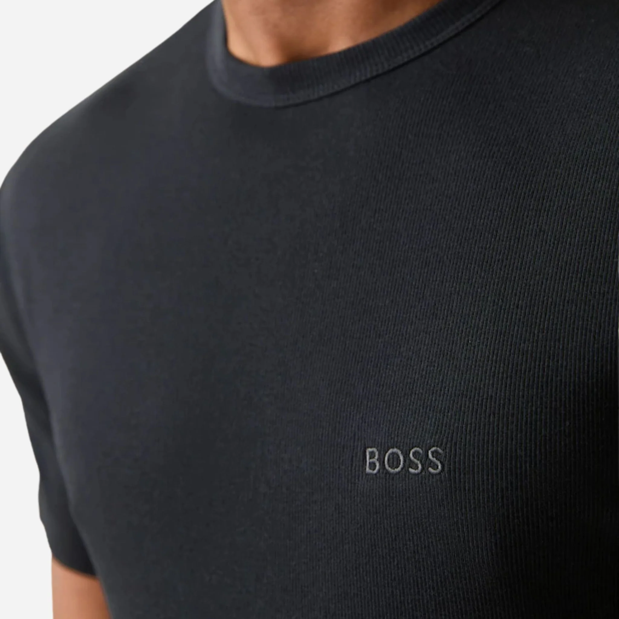 BOSS Men's Black and White Cotton Classic Rib Crew Neck T-Shirt 2-Pack - Image 4
