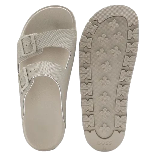 BOSS Mens Textured Beige Surfley Sandals with Adjustable Straps - Image 3