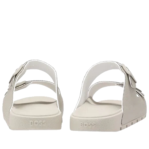 BOSS Mens Textured Beige Surfley Sandals with Adjustable Straps - Image 4