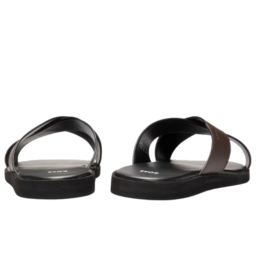 BOSS Mens Darrel Two Tone Strap Faux Leather Slides - Image 4