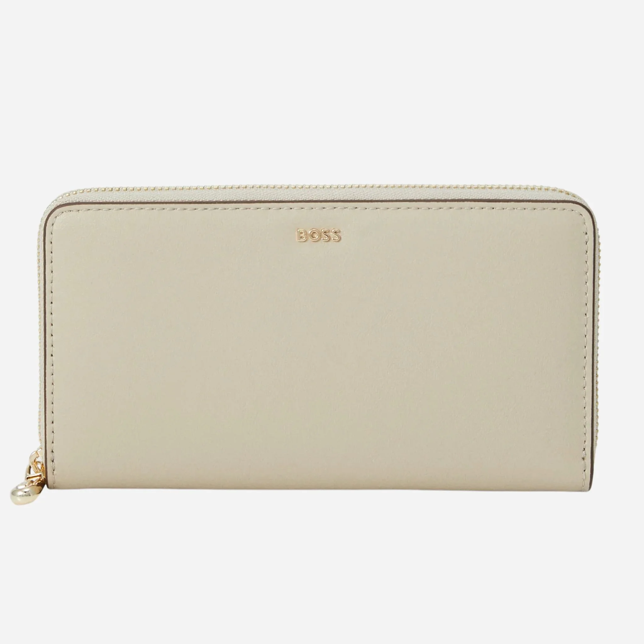 BOSS Numah Beige Leather 12CC Zip Around Purse