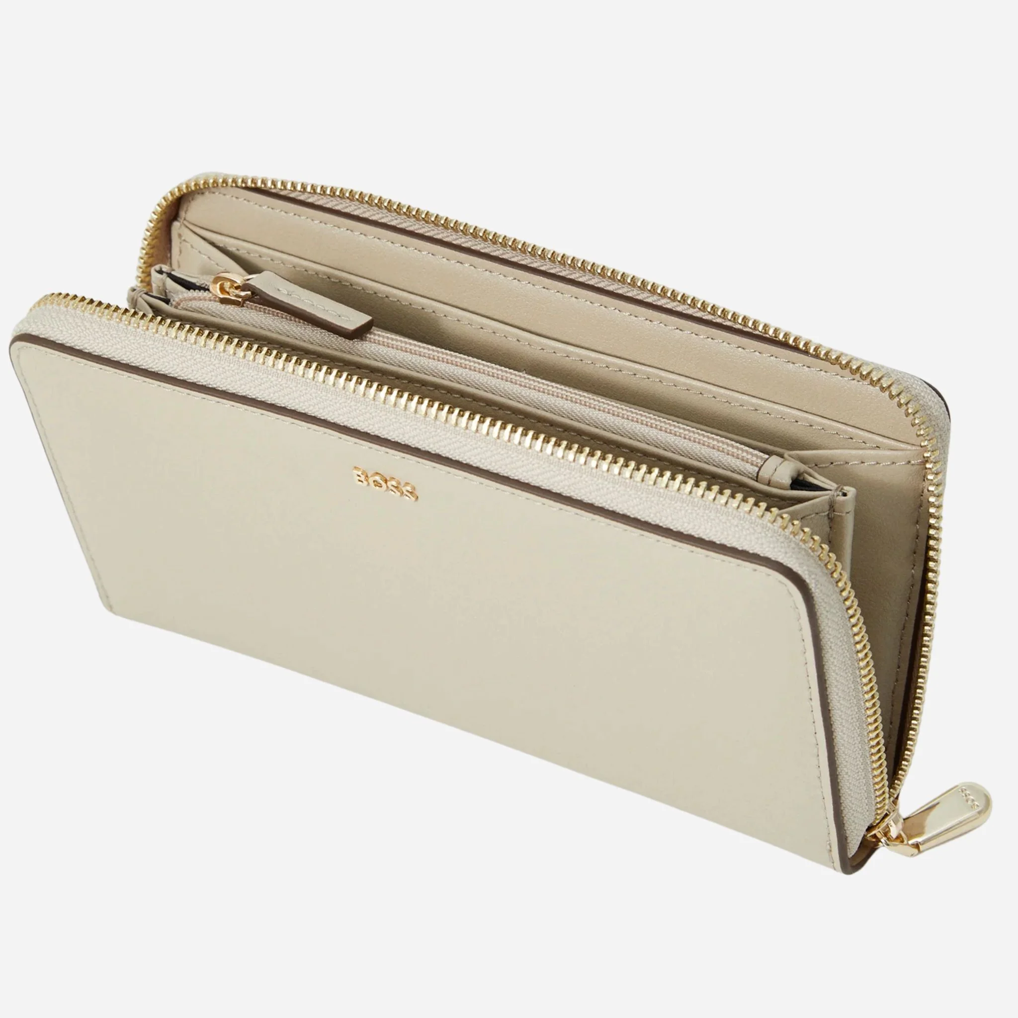 BOSS Numah Beige Leather 12CC Zip Around Purse - Image 3