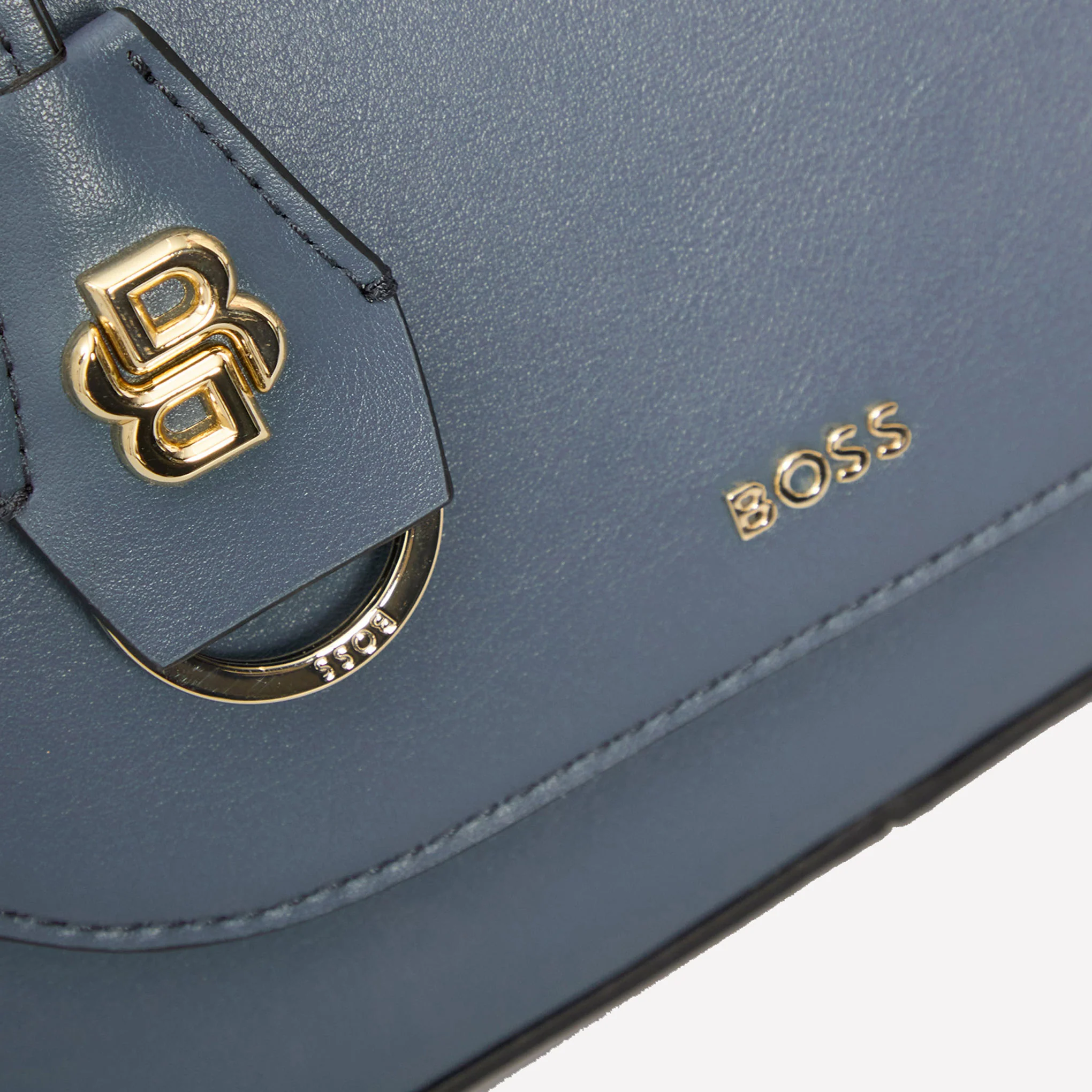 BOSS Numah Blue Leather Cross Body Saddle Bag with Double B Keyring - Image 3