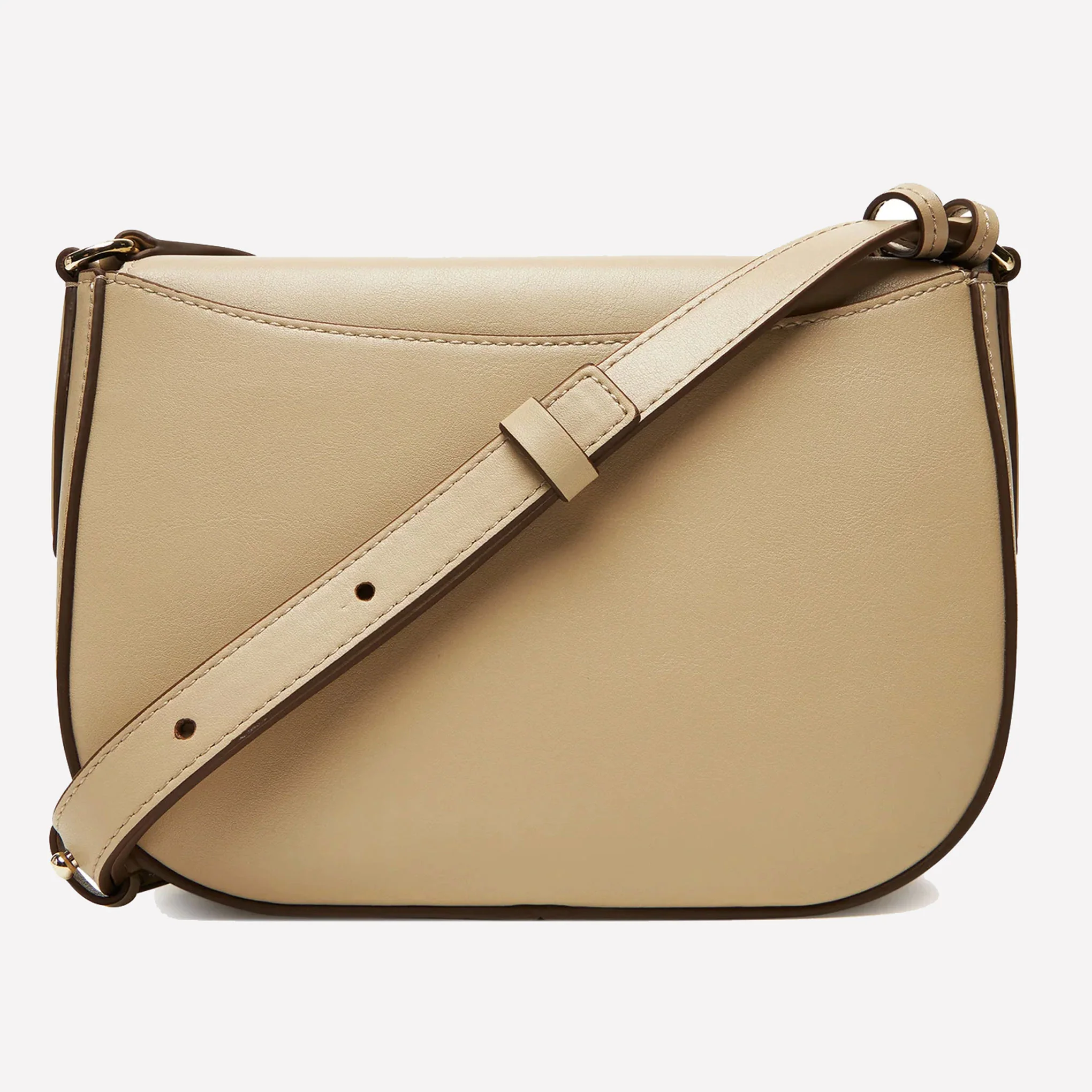 BOSS Numah Cream Leather Cross Body Saddle Bag with Double B Keyring - Image 2