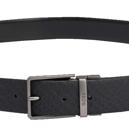 BOSS Ocary 'B' Monogram Reversible Black Leather Belt - Image 2
