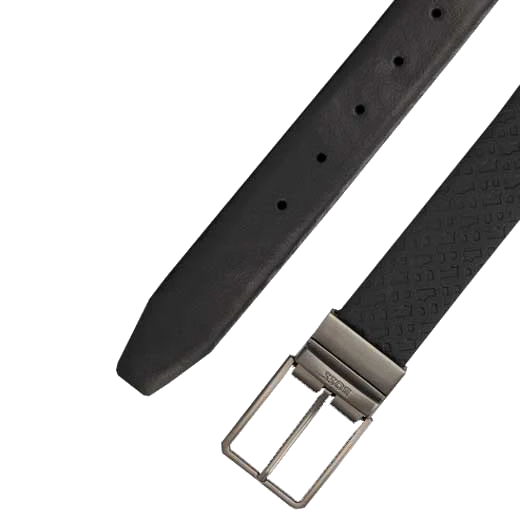 BOSS Ocary 'B' Monogram Reversible Black Leather Belt - Image 3