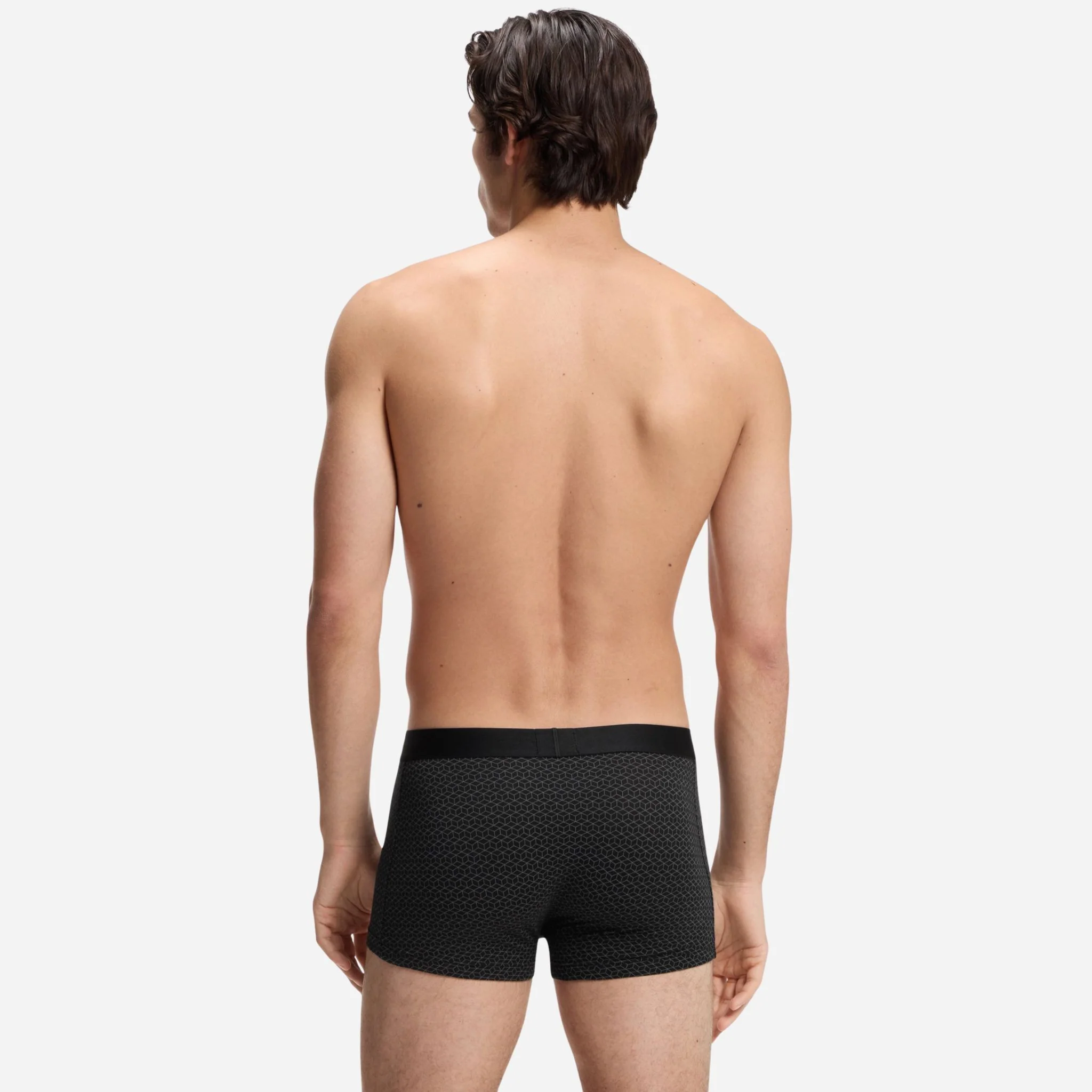 BOSS One 3-Pack of Black and Grey Organic Stretch-Cotton Trunks with Waistband Logo - Image 3
