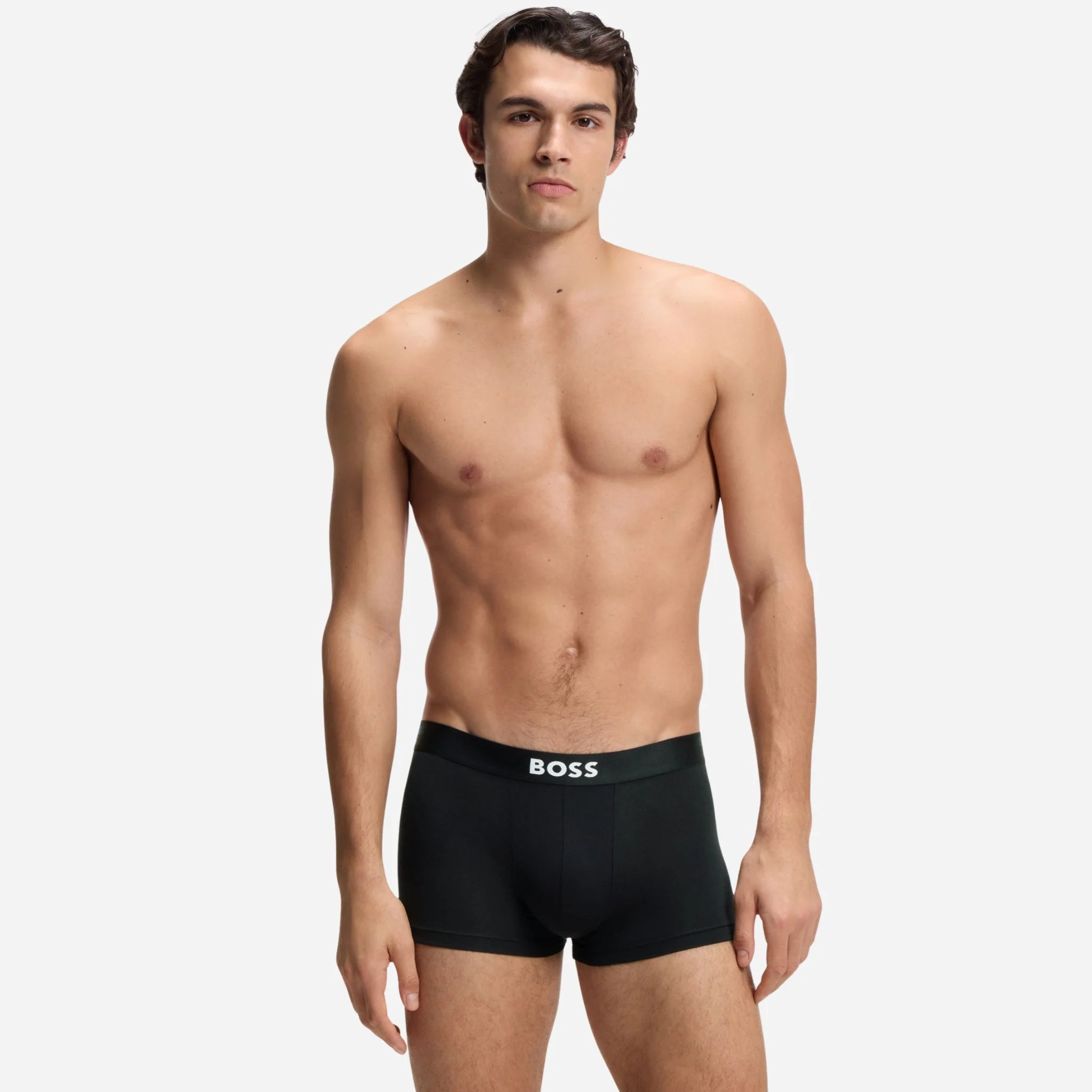 BOSS One 3-Pack of Black and Grey Organic Stretch-Cotton Trunks with Waistband Logo - Image 5