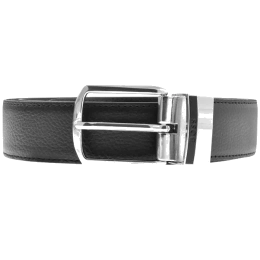 BOSS Onnie Reversible Black Smooth and Textured Leather Belt