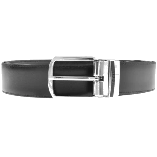 BOSS Onnie Reversible Black Smooth and Textured Leather Belt - Image 2