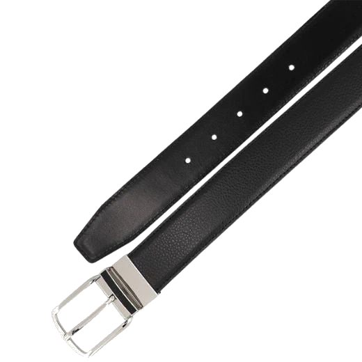 BOSS Onnie Reversible Black Smooth and Textured Leather Belt - Image 3