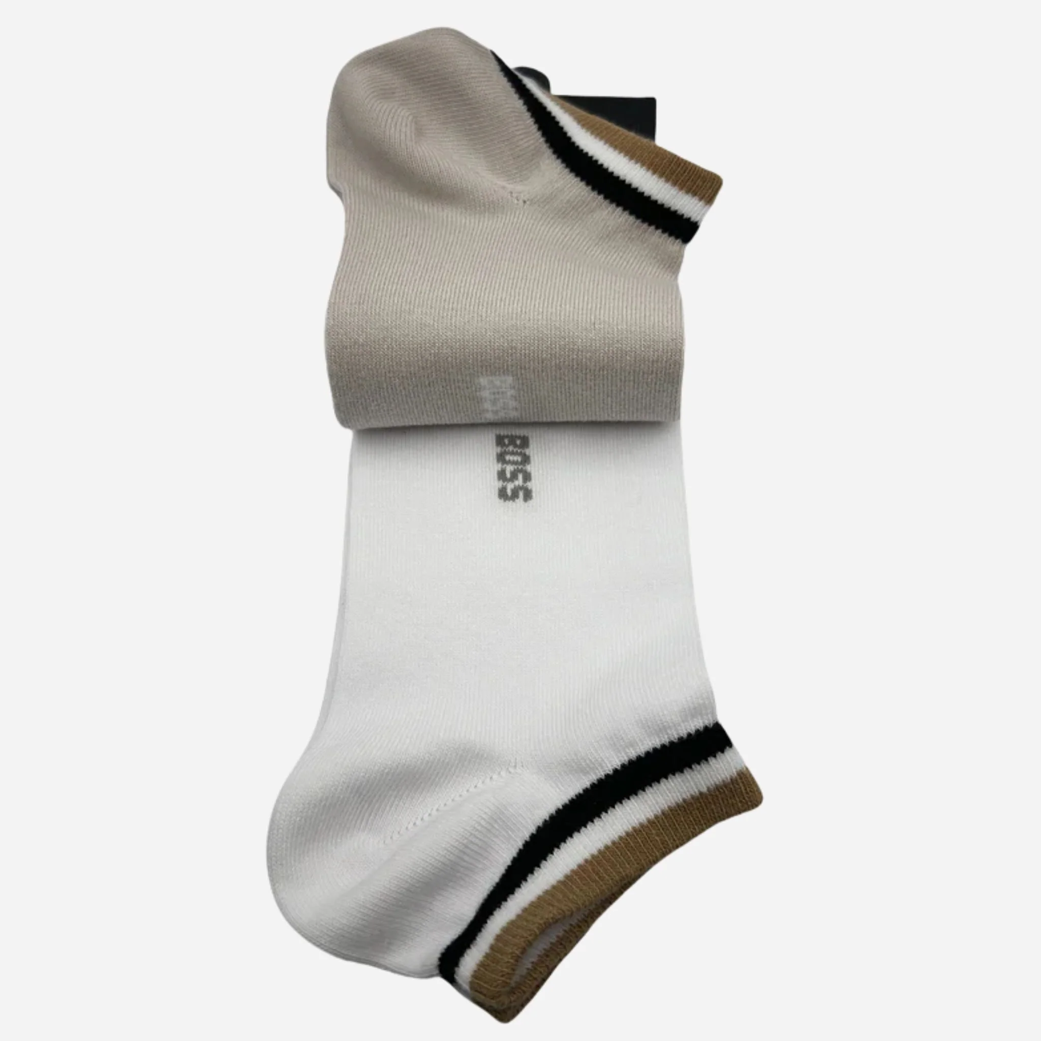 BOSS Pack of 2 Cotton Ankle Socks With Signature Stripe Cuffs - Image 2