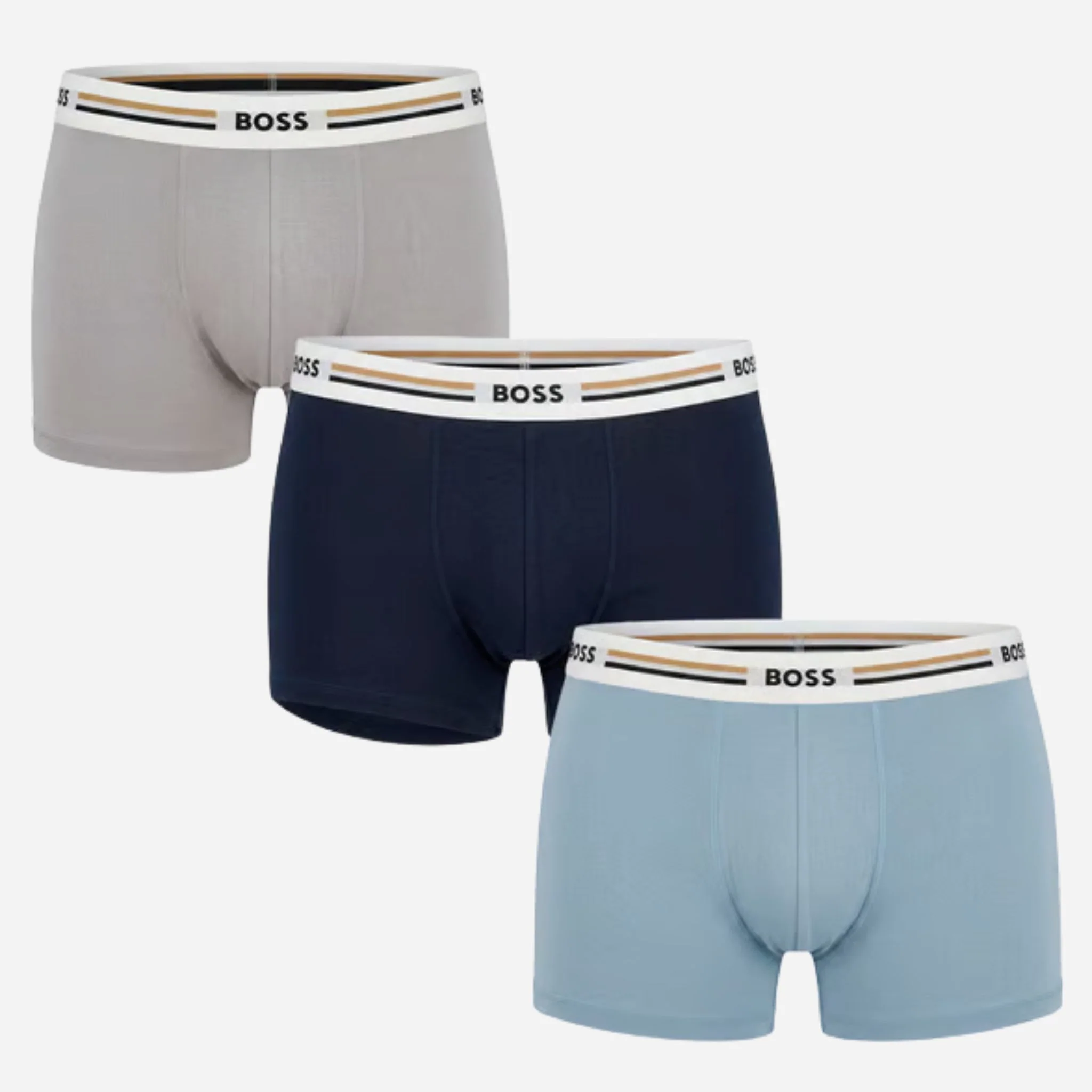 BOSS Pack of 3 Stretch Viscose Trunks with Signature Stripe Waistbands
