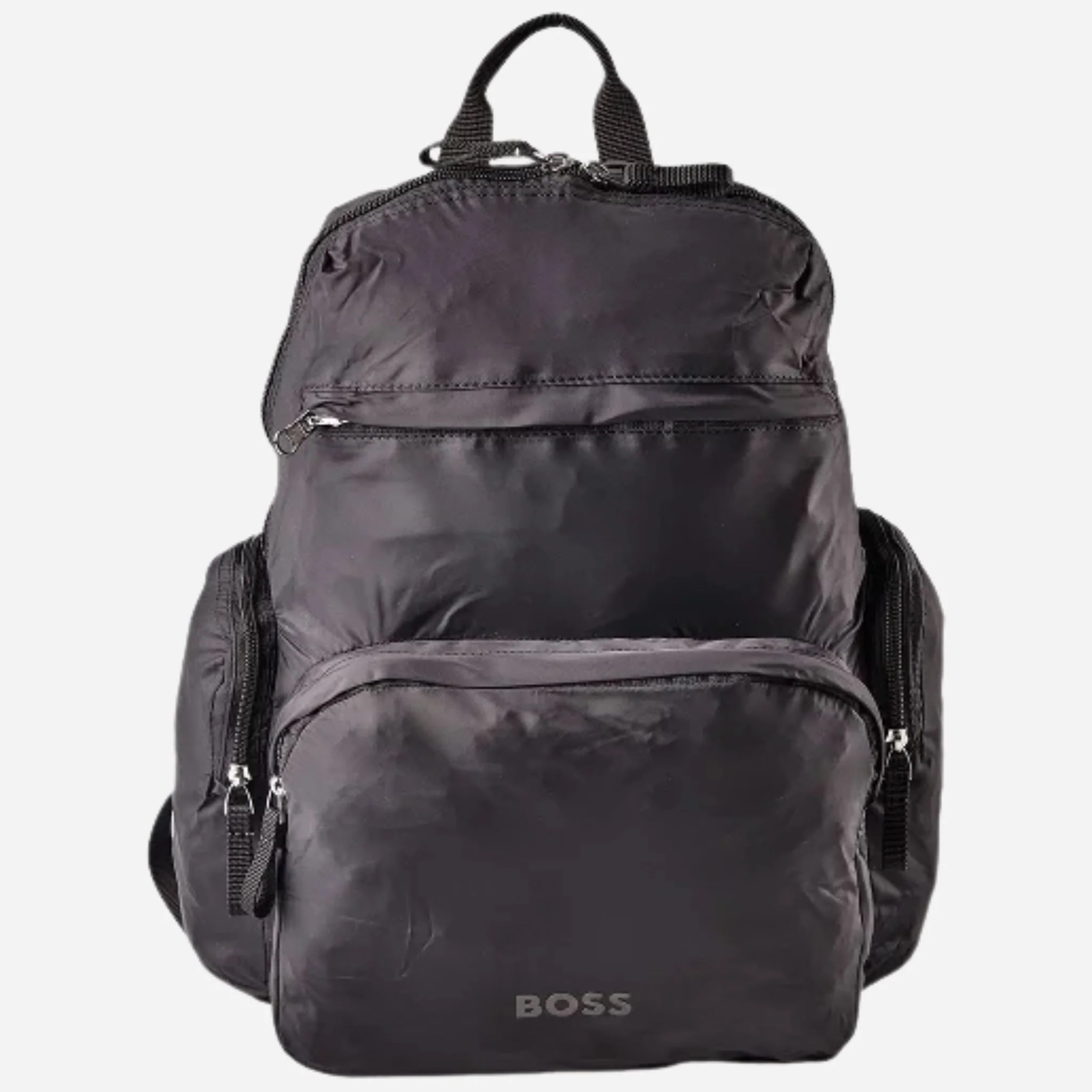 BOSS Packable Black Backpack with Packing Bag