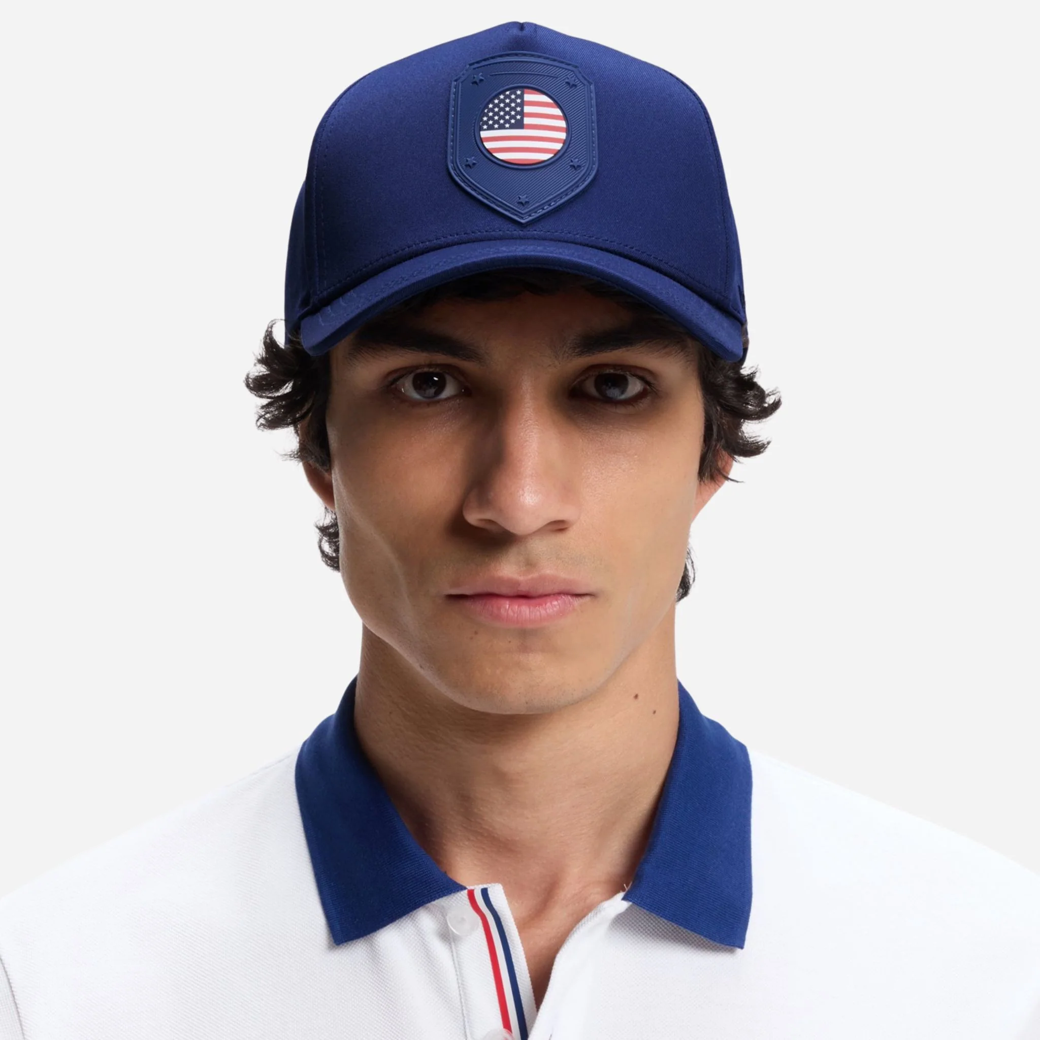 BOSS Poulin-BC D'LUX-Flag Blue Polyester Twill Cap with USA Flag Badge - Image 4