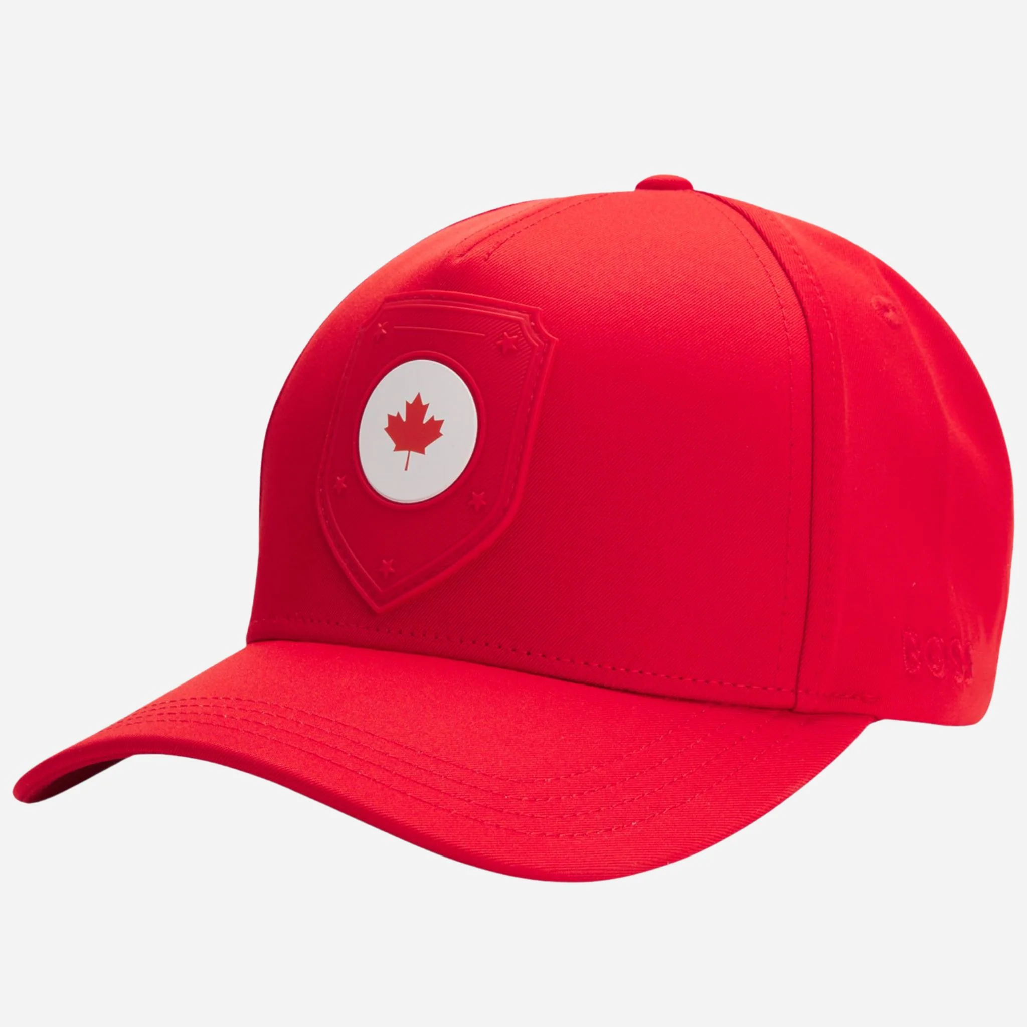 BOSS Poulin-BC D'LUX-Flag Red Polyester Twill Cap with Canada Flag Badge