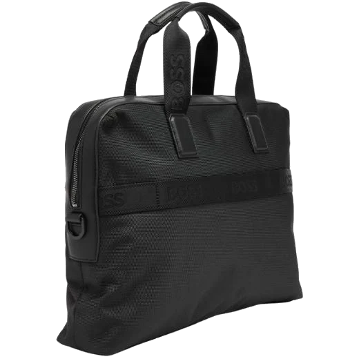 BOSS Ray Black Canvas Document Case with Signature Three Stripes - Image 2