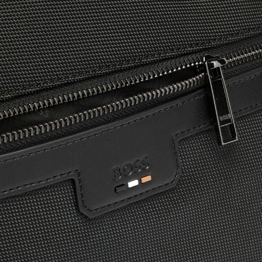 BOSS Ray Black Canvas Document Case with Signature Three Stripes - Image 3