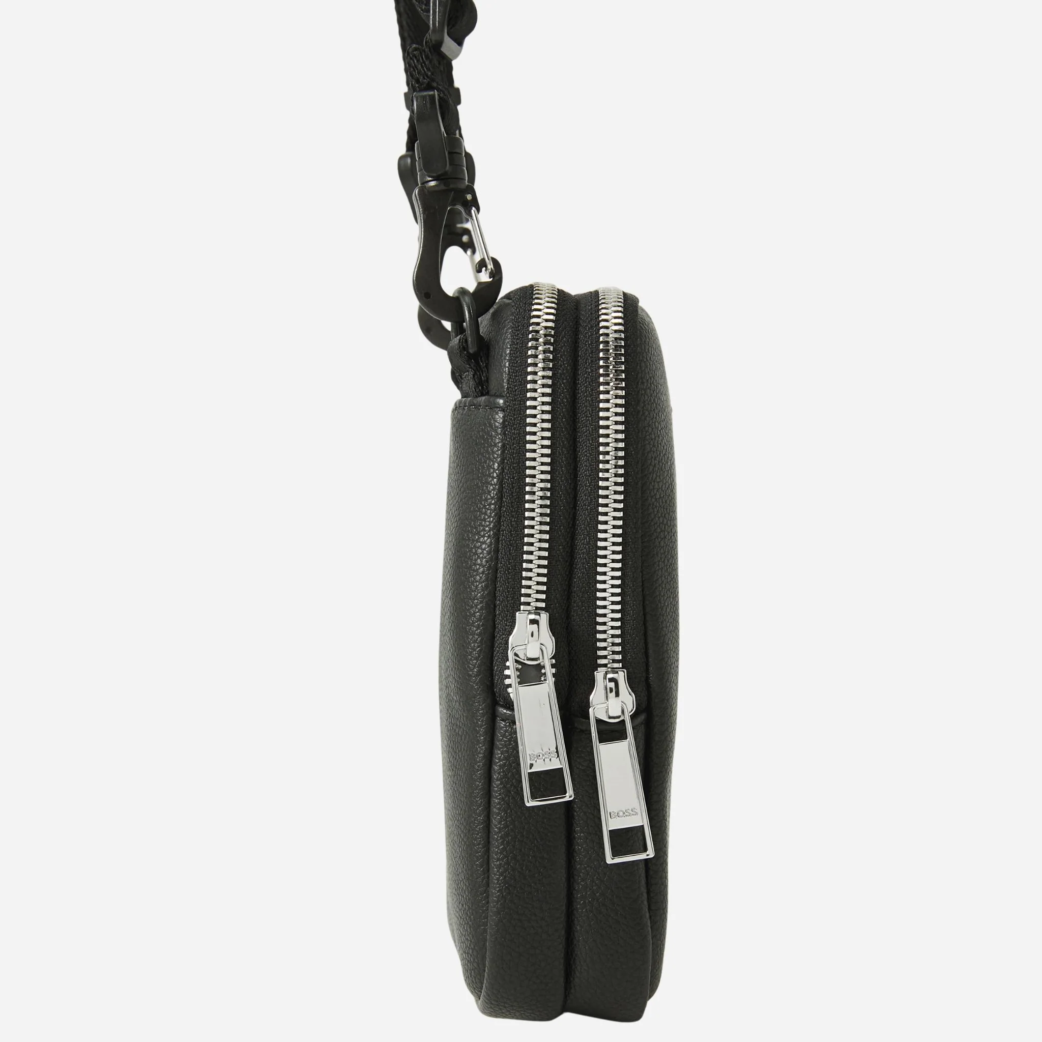 BOSS Ray Black Faux Leather Neck Clutch Bag N with Logo and Signature Three Stripes - Image 3