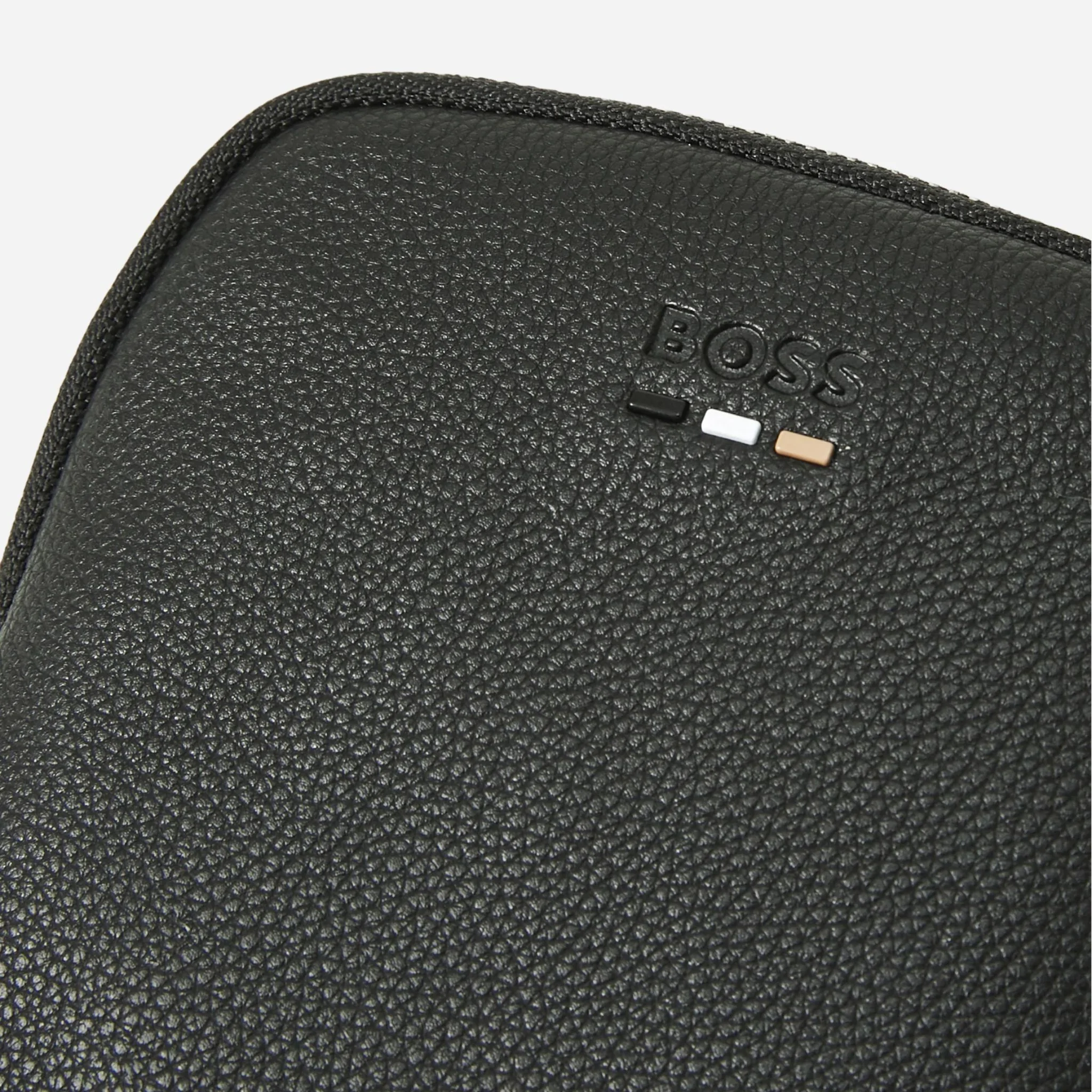 BOSS Ray Black Faux Leather Neck Clutch Bag N with Logo and Signature Three Stripes - Image 5