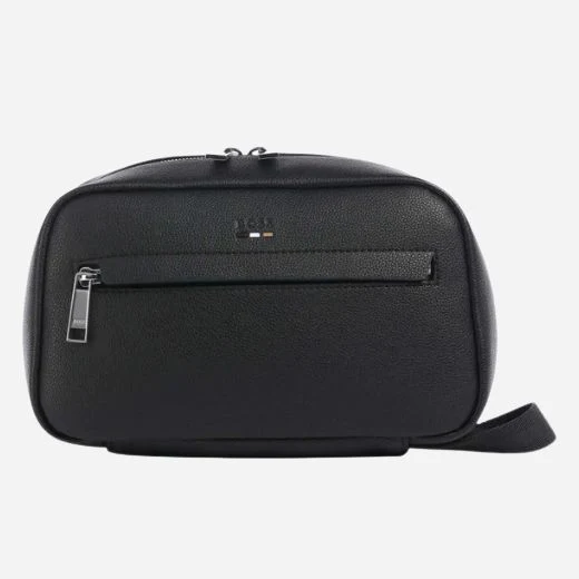 BOSS Ray Black Faux Leather Travel Wash Bag