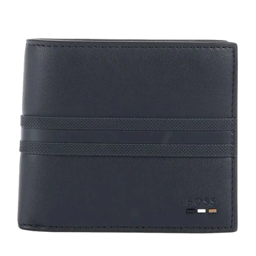 BOSS Ray Faux Leather Navy Blue 4CC Wallet with RFID-Blocking