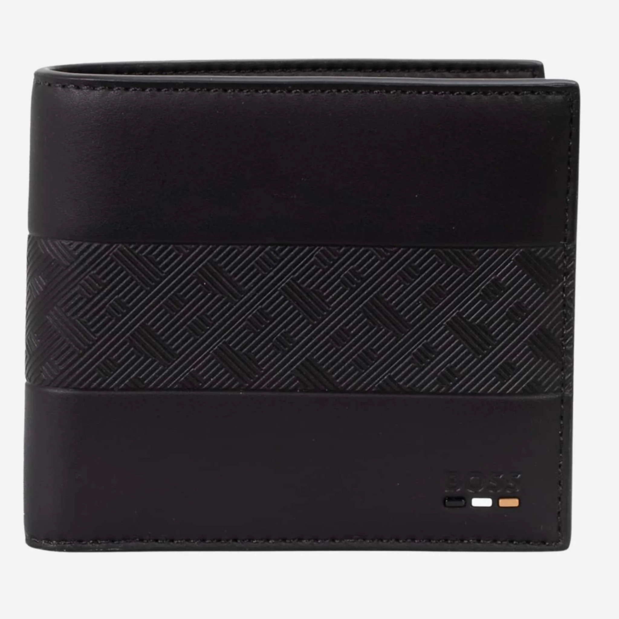 BOSS Ray MS 4CC Black Bifold Wallet with Coin Pouch