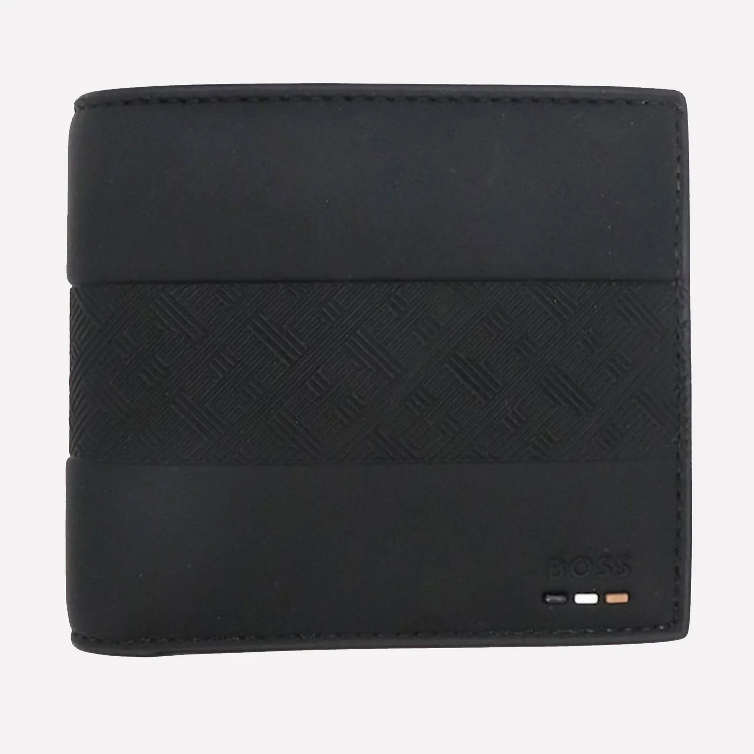 BOSS Ray MS 8CC Black Bifold Wallet with Three Stripe Detailing