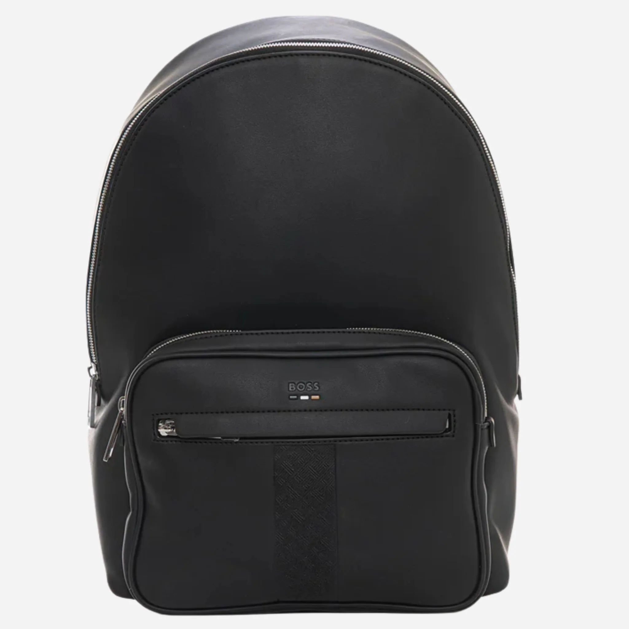 BOSS Ray MS Black Backpack with Three Stripe and Patterned Detail
