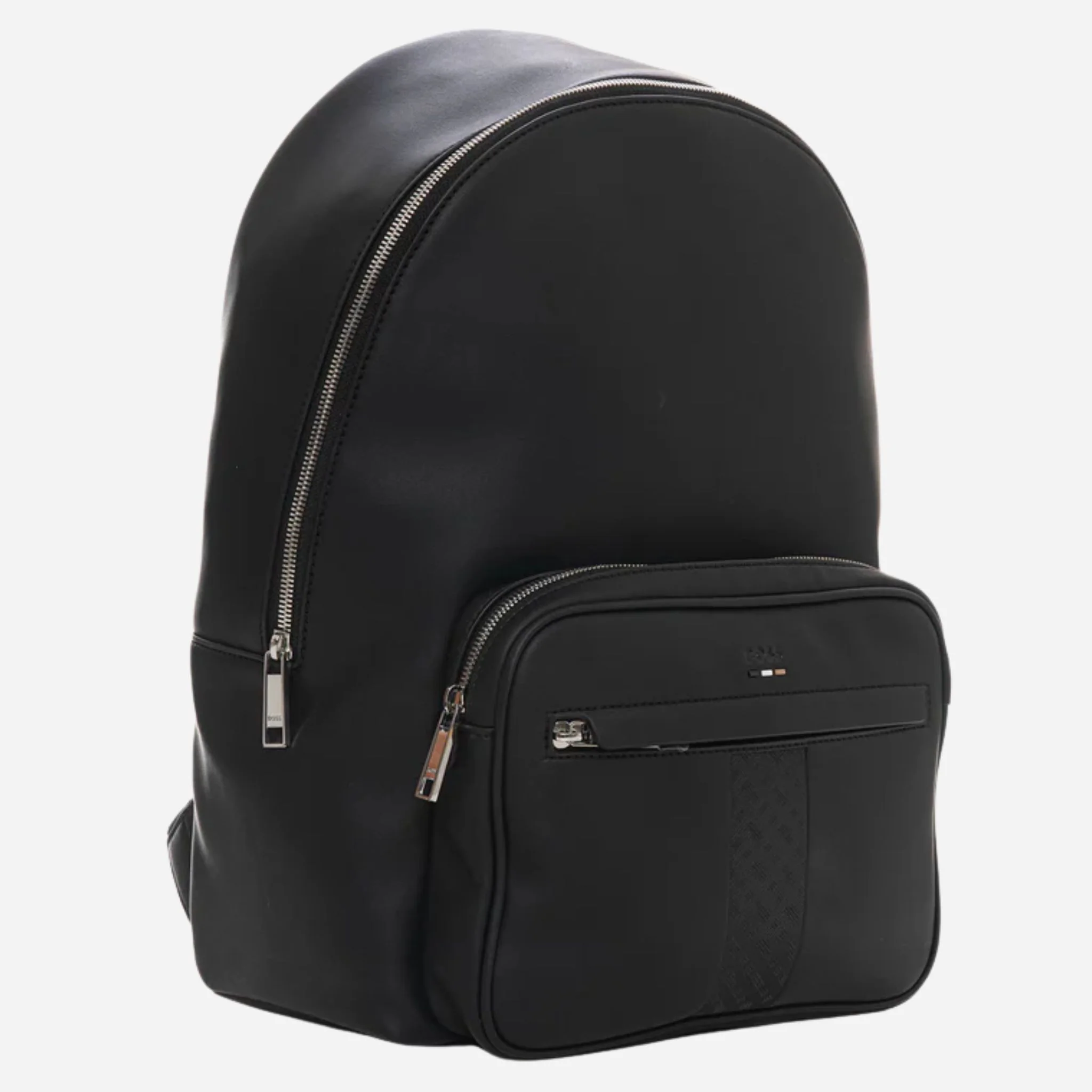 BOSS Ray MS Black Backpack with Three Stripe and Patterned Detail - Image 2