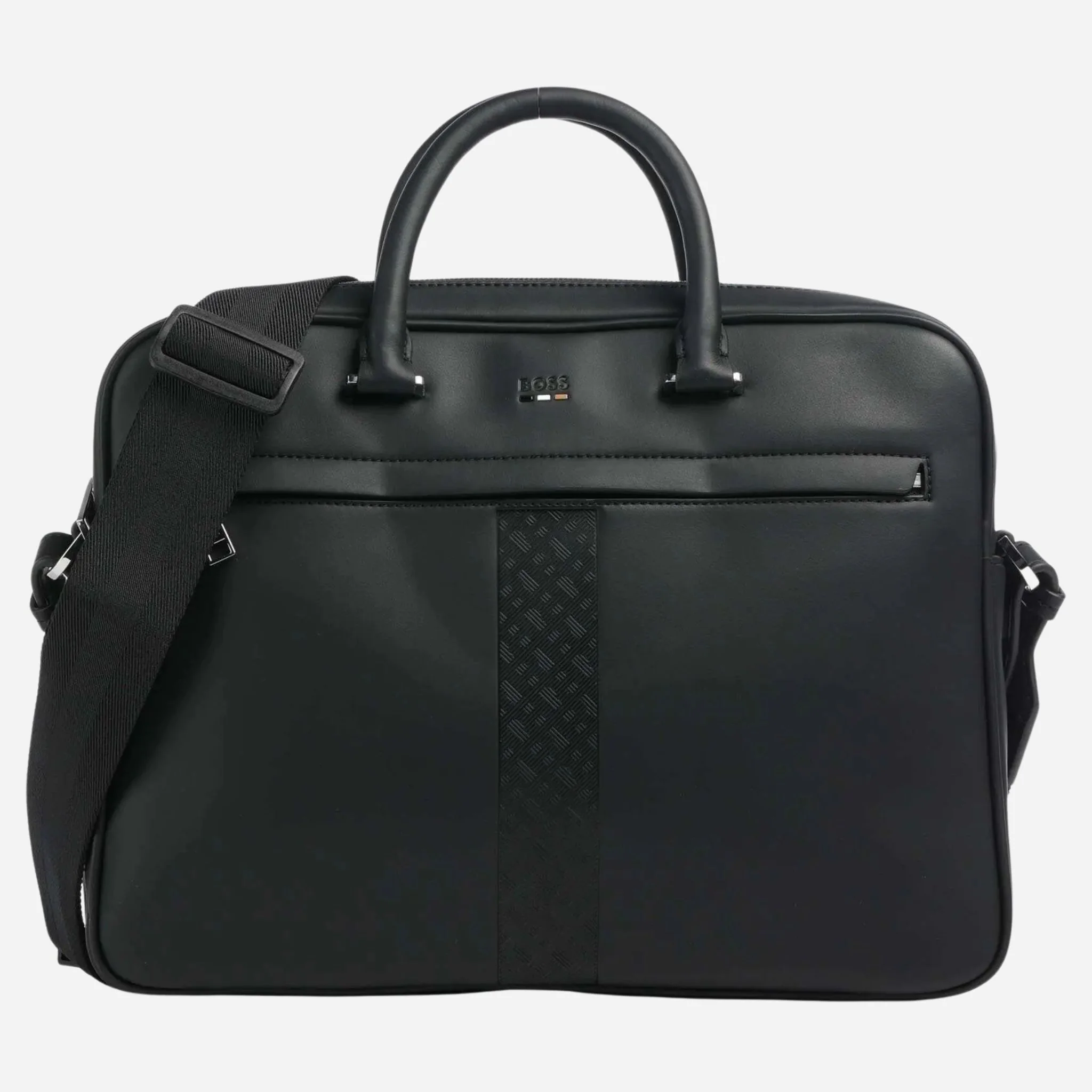 BOSS Ray MS Black Faux Leather Document Case with Pattern Detail