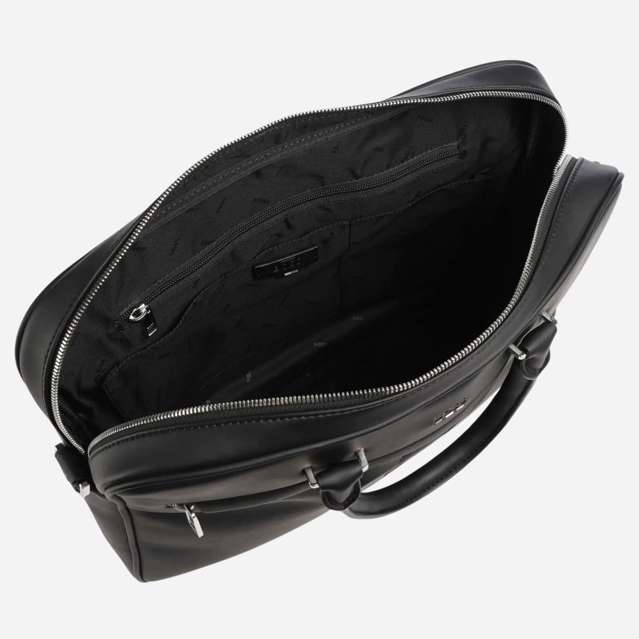 BOSS Ray MS Black Faux Leather Document Case with Pattern Detail - Image 4