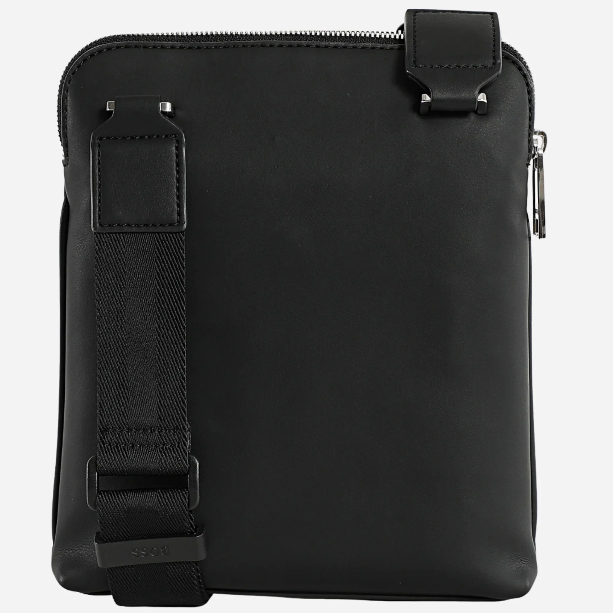 BOSS Ray MS Black Faux Leather Zip Top Envelope Bag with Pattern Detail - Image 2