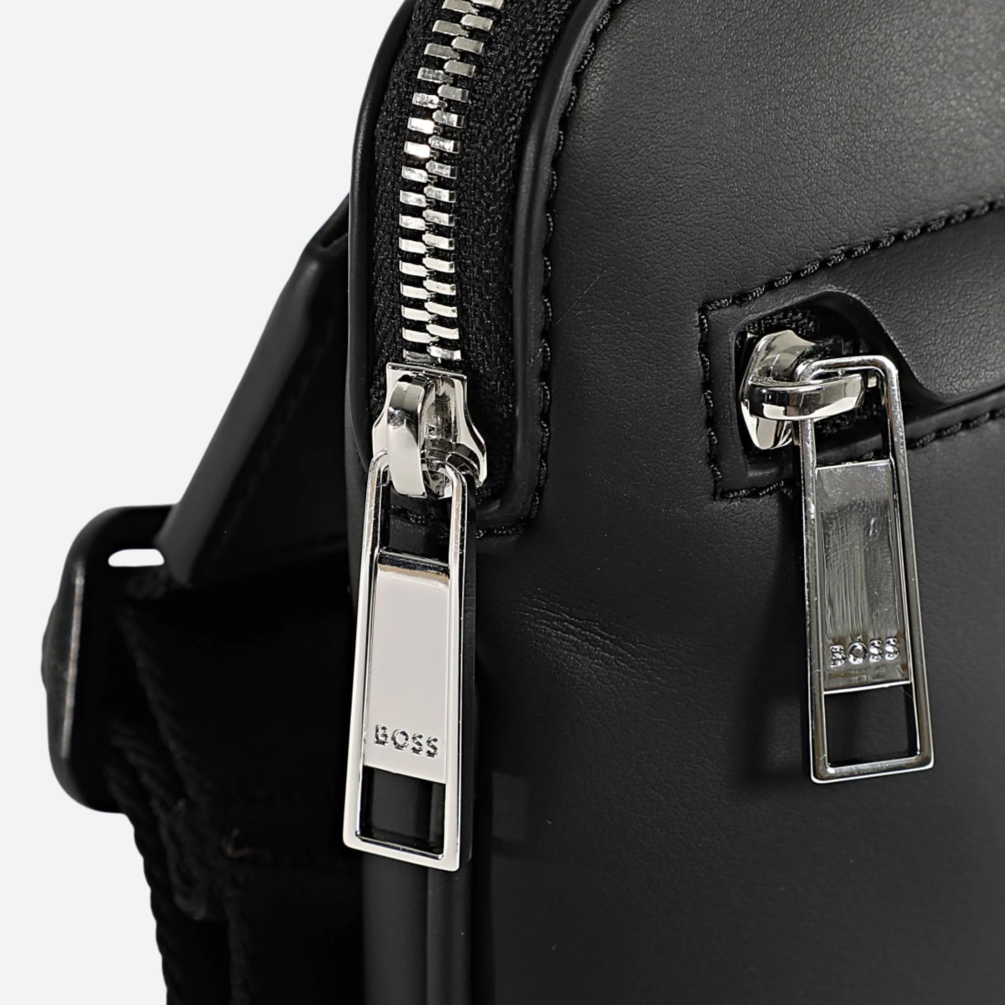 BOSS Ray MS Black Faux Leather Zip Top Envelope Bag with Pattern Detail - Image 3