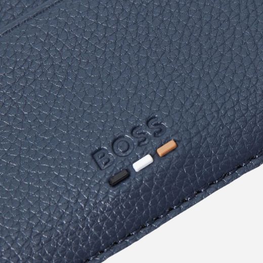 BOSS Ray Navy Blue Grained Faux Leather 4CC Card Holder - Image 4