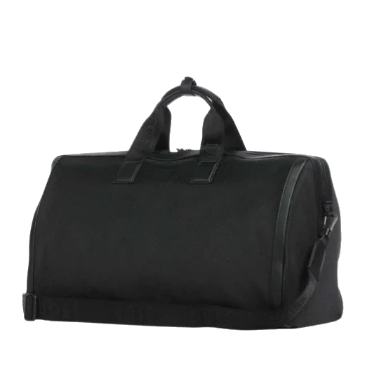 BOSS Ray Textured Fabric Black Holdall with Signature Stripe Trim - Image 2