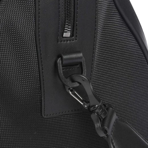 BOSS Ray Textured Fabric Black Holdall with Signature Stripe Trim - Image 4