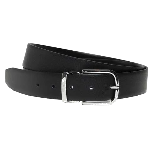 BOSS Reversible Black Leather Giffly Pin & Plaque Buckle Set