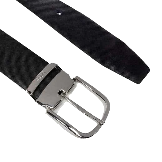 BOSS Reversible Black Leather Giffly Pin & Plaque Buckle Set - Image 4