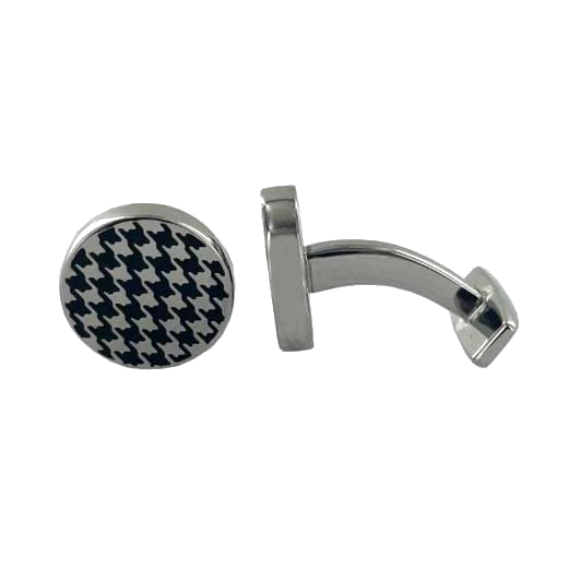 BOSS Round Cufflinks with Houndstooth Inlay - Image 3