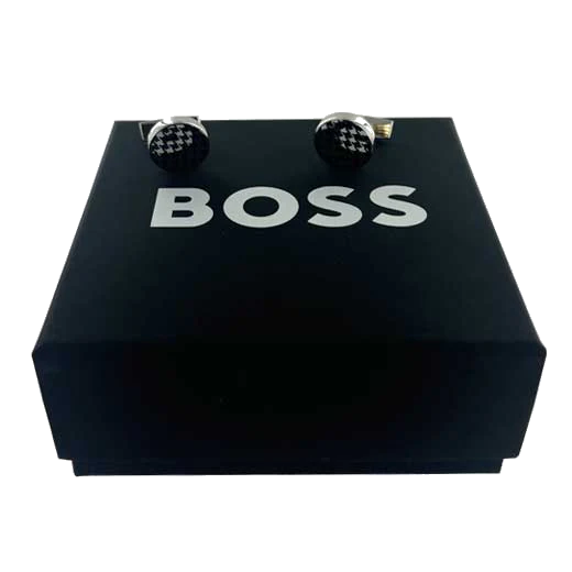 BOSS Round Cufflinks with Houndstooth Inlay - Image 5