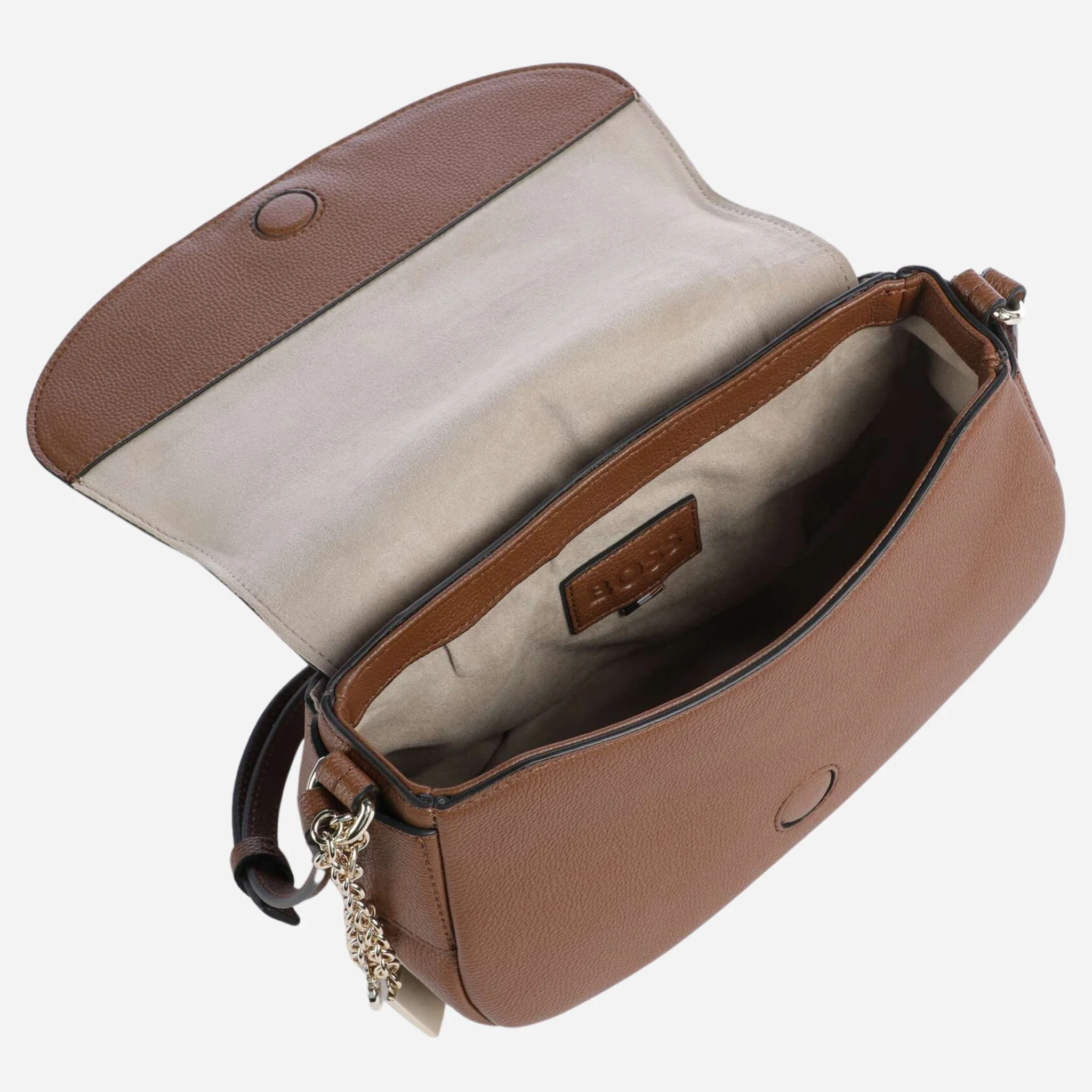 BOSS Salley Brown Saddle Bag with Metal Logo - Image 4