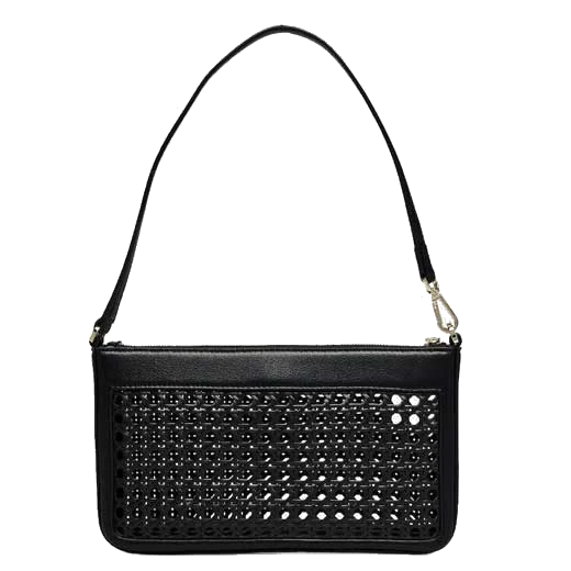 BOSS Sandy Black Woven & Faux Leather Shoulder Bag - Image 3