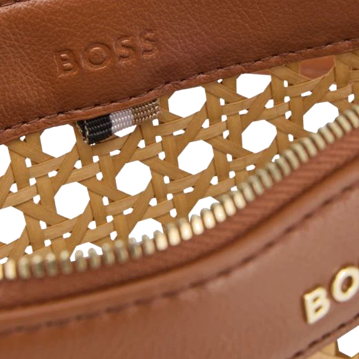 BOSS Sandy Brown Faux Leather Woven Shoulder Bag - Image 5
