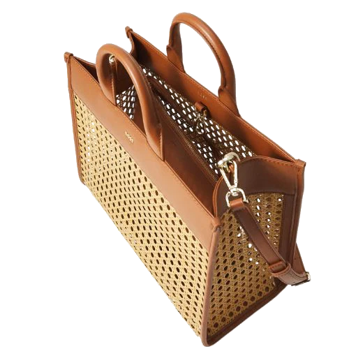 BOSS Sandy Brown Faux Leather Woven Tote Bag - Image 3