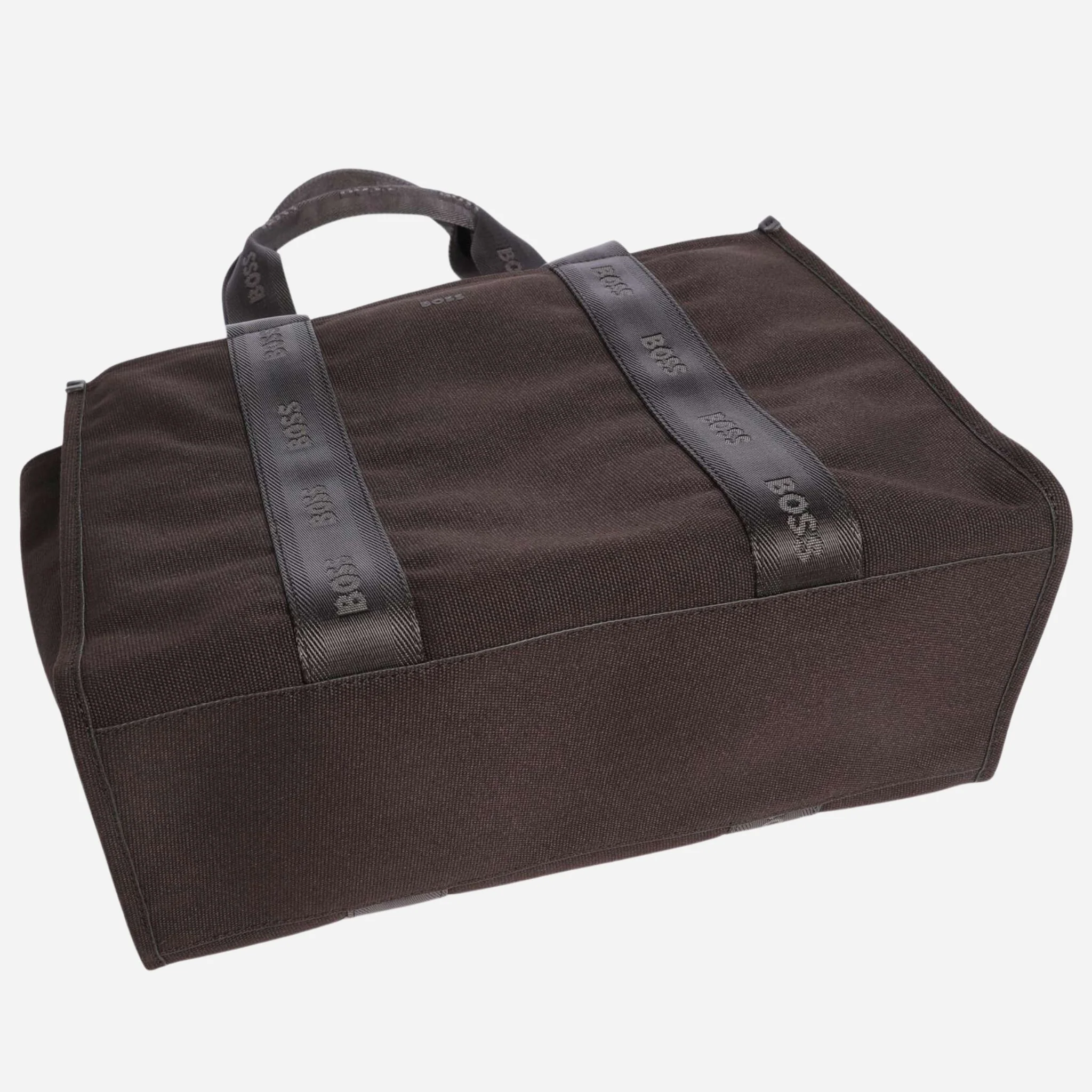 BOSS Sandy Dark Brown Zip Tote Bag with Logo Detailing - Image 4