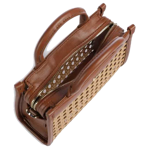 BOSS Sandy Brown Faux Leather Woven Mini Tote Bag - Image 4
