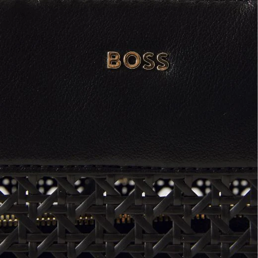 BOSS Sandy Faux Leather Black Woven Tote Bag With Zip Pouch - Image 3
