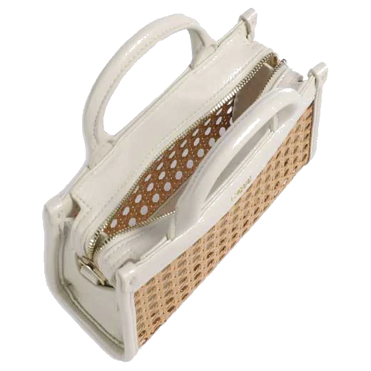 BOSS Sandy White Faux Leather Woven Mini Tote Bag - Image 3