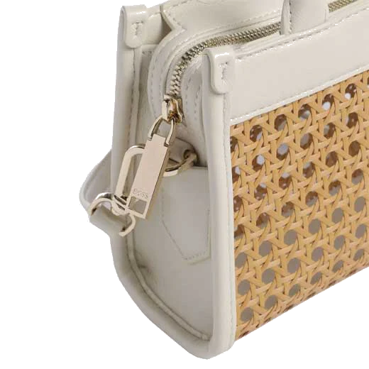 BOSS Sandy White Faux Leather Woven Mini Tote Bag - Image 4